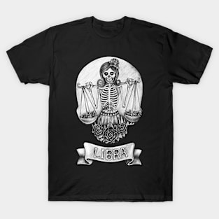 Zodiac libra skull. T-Shirt